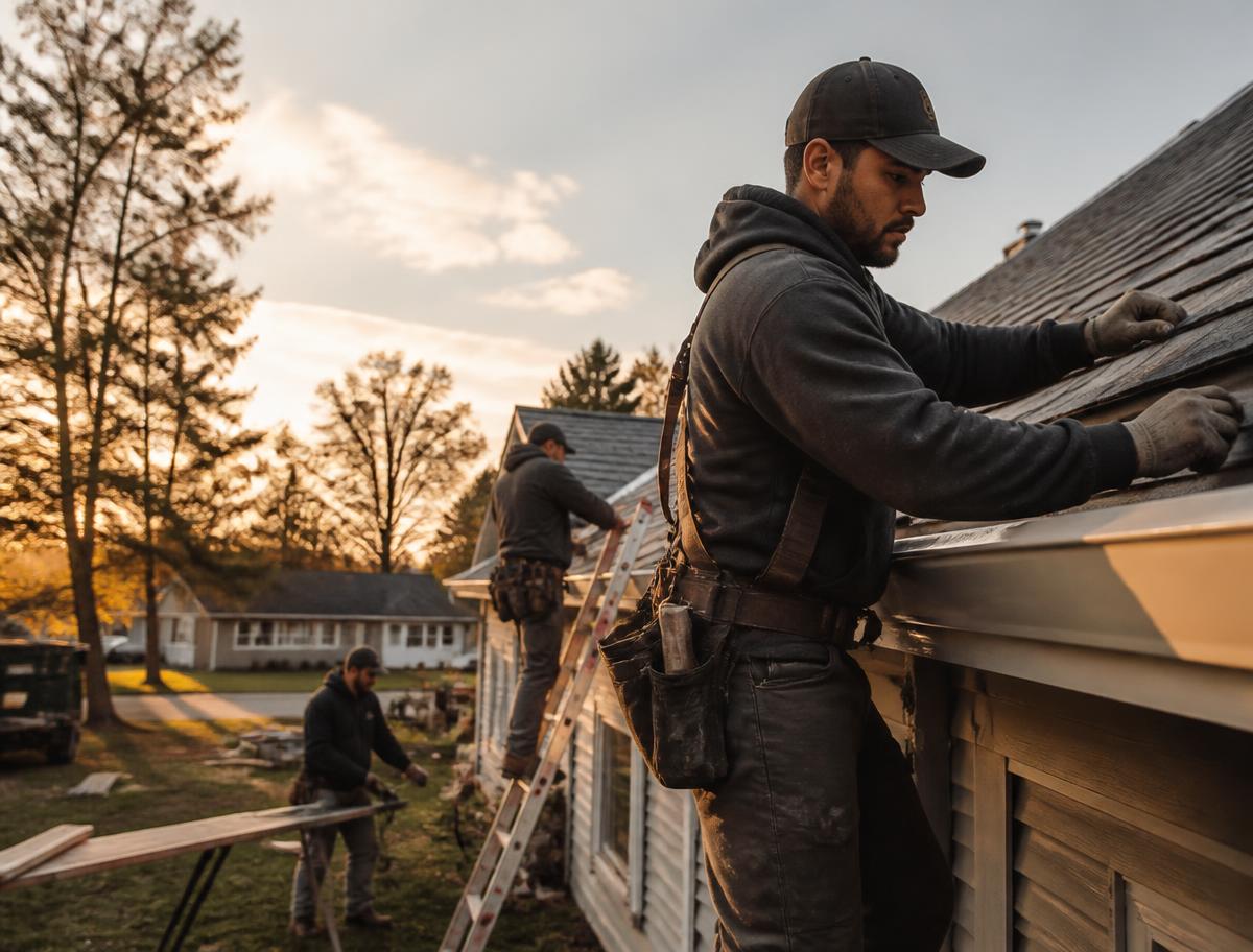 Exterior contracting crew at work